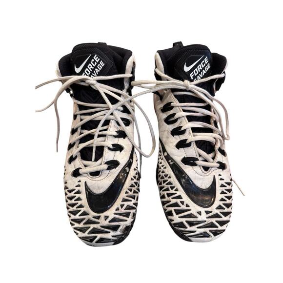 Nike Force Savage Black White Men's Football Cleats Laces Sz 9.5 - Picture 1 of 10